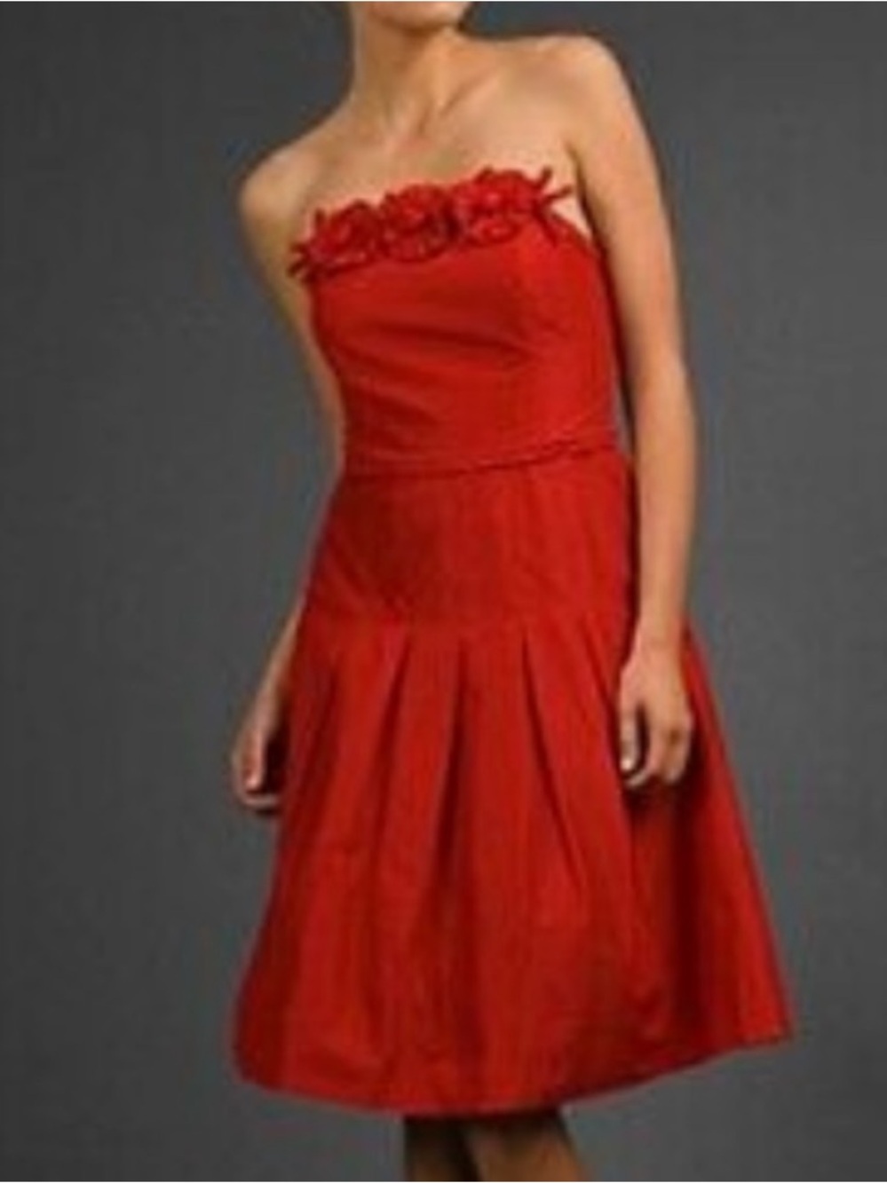 Lilly Pulitzer Belinda Red Silk Blend Rosette Strapless Fit & Flare Dress Size 0